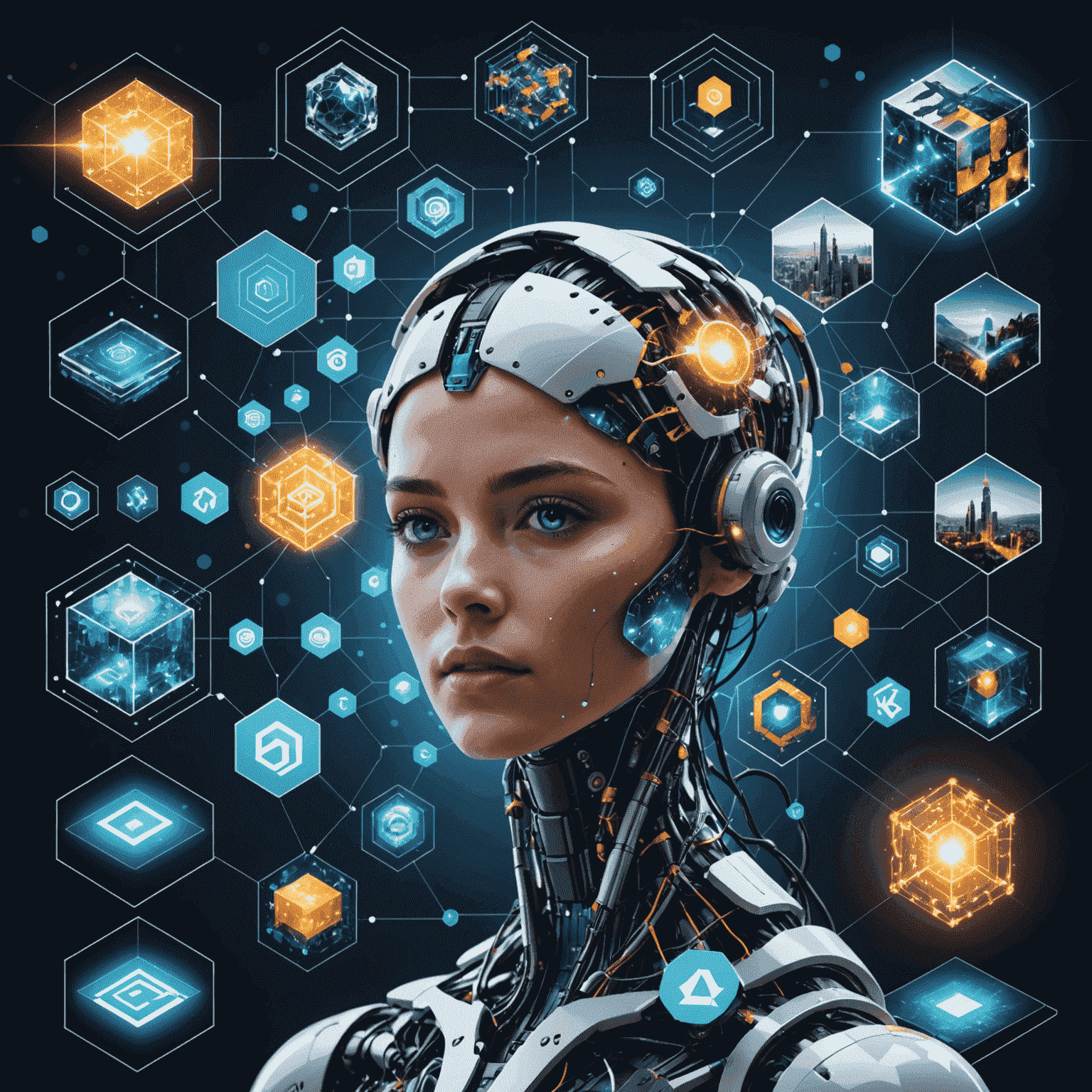 Collage de imágenes que representan diversas tecnologías emergentes como inteligencia artificial, realidad aumentada, blockchain y computación cuántica