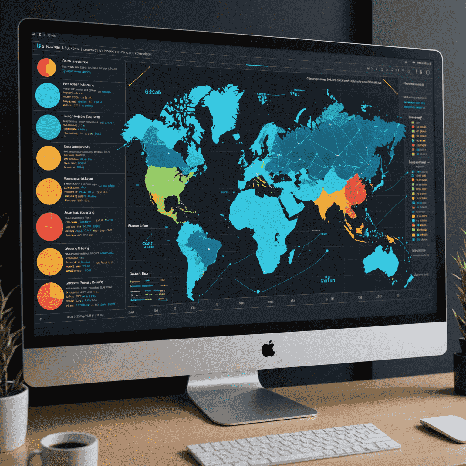 Visualización de datos complejos, gráficos coloridos y patrones de datos en una pantalla de ordenador, representando el análisis de big data y machine learning